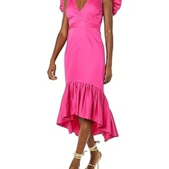 NTW Making The Cut Chic Fuchsia Ruffle High-Low Dress - Picture 4 of 5
